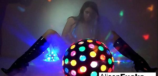  Sexy big boobed disco ball babe Alison Tyler fucks herself!